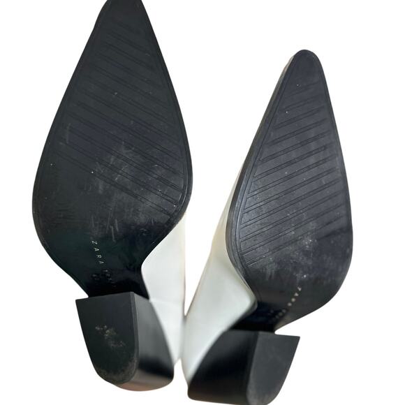 Zara White & Metallic Gold Faux Leather Pointed Toe Ankle Cowboy Western Boot - Picture 7 of 10